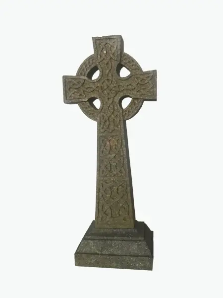 Product image of the product “Celtic cross in 2 parts. Both sides engraved, in the sizes 75 to 120cm, basanite, natural ”